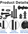 900 Piece Button Head Hex Socket Cap Screw Kit With Hex Keys M2 M2.5 M3 Allen Bolts Nuts Washers 10.9 Grade High Carbon Steel Black Oxide Fully Threaded Fastener For Tough Mech Jobs Home Repair Gonna Last Long Legit Hard Gear Upgrade For Pros. Black button head screws, nuts, washers, and hex key