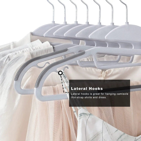 Next Level Non Slip Plastic Hangers 50 Pack With Clean S Shape Collar Guard Straight Up Heavy Duty Support 360 Swivel Hook Grey Slim Space Saver Closet Organizer For Shirts And Winter Coat