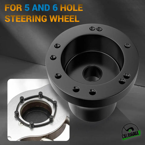Top Tier Golf Cart Steering Wheel Adapter Compatible With Club Car Ds Featuring Five Or Six Hole Direct Bolt On Mount In Matte Black