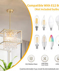 Gold Crystal Chandelier Pendant Light Four Light Industrial Fixture Square 11.81 Inch Dope Modern Vintage Vibe Semi Flush Mount