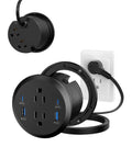 Sleek Flush Mount Power Grommet Featuring Four Standard Outlets And Four USB C Fast Charging Ports For Your Next Big Boss Setup and countertop organization game changer in black design.