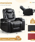 Power Recliner Chair With USB Ports And Cup Holders For Home Theater Vibes And Cozy Movie Nights In Overstuffed PU Leather