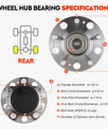 Specifications of Bolt-On Rear Wheel Hub Bearing Assembly For Hyundai Sonata 2015-2019 Tucson 2016-2019 Veloster N 2019 Optima 2016-2020 Sportage 2017-2020 Cadenza 2017-2020 5-Lug With ABS Replacement 512553 2 Piece Set