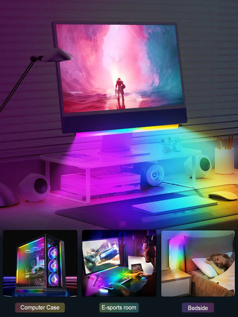 Monitor Down Light Bar RGB Desk Light for PC Setup With Dynamic Rainbow LEDs, Dimmable Brightness And Speed, Music Sync, Remote Color Change, USB Powered, Ideal For Game Room