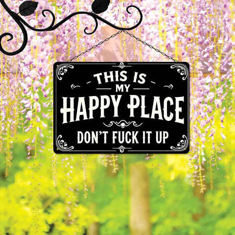 Hella Funny Sarcasm Metal Yard Sign Rust Proof Wall Art For Barn Farmhouse Kitchen Bar Man Cave Hilarious Housewarming Gift For Dude And Gal 12 X 8 Inch Indoor Cool Yard Decor hanging among flowering vines.