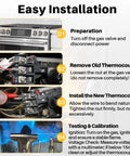 Thermopile for gas fryer installation guide showing four steps and wiring photos.