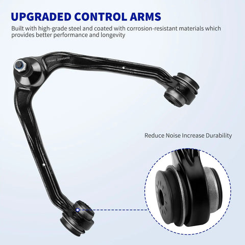 13 Piece AWD Front Suspension Kit for 1999 2006 Chevy Silverado GMC Sierra 1500 Includes Front Upper And Lower Control Arms With Ball Joints Sway Bar Links Outer And Inner Tie Rods Pitman Arm Idler Arm And Pivot Built For Tough Truck Rides. black steel control arm with ball joints