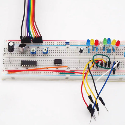 All In One Arduino Starter Kit For DIY Makers With Three 830 Tie Point Breadboards 600 Resistors 200 LEDs circuit setup