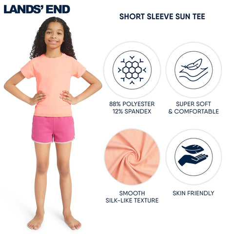 Girls Swim Rash Guard Shirt With UPF 50 Plus Short Sleeve Sun Tee Fiery Coral Perfect For Beach And Pool Play Lightweight X Large
