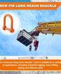 2 Pack 1 Inch Screw Pin Long Reach Shackles WLL 9.5 Tons Painted Pin Clevis D-Ring Lifting Attachments