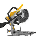 Side view of 20V Max XR 10 Inch Compact Double Bevel Fixed Miter Saw Kit With Bevel Gear Transmission for precise, fast cuts.