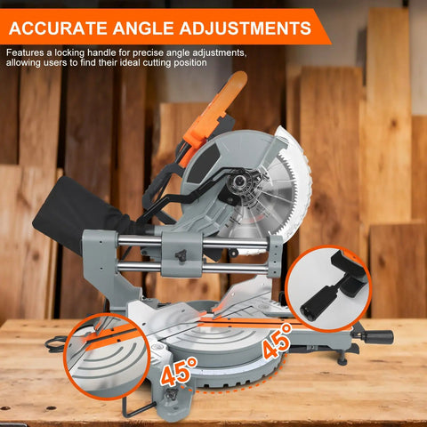 Professional Grade 10 Inch Sliding Compound Miter Saw Fueled By A Boss 15 Amp Motor with accurate angle adjustments.