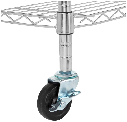 Heavy Duty Four Shelf Wire Storage Rack With Smooth Roll Casters And Super Easy Assembly For Garage Or Basement Gear Holds A Whole Ton Of Tools Plus Outdoor Toys In Durable Chrome Steel 36 By 14 By 58