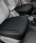 2 Pack Leather Front Car Seat Cover Bottom Seat Protector Set No Slip Full Wrap Driver Seat Protector With Storage Pocket Luxury Black