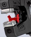 Close-up of Precistrip16 Automatic Insulation Stripper for 0.08-16 mm2 wires with adjustable length stop and parabolic blade.