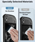 Front view of JSAUX microfiber cleaning cloth packaging, 100-count, panels labeled No Residue and Residual Paper Scraps.