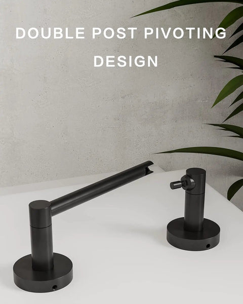 Matte Black Toilet Paper Holder With Double Post Pivoting Roll Arm For Wall Mount Heavy Duty Stainless Steel And Zinc Alloy Detachable