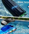 Kids Rc Boat With 8 LED Light Modes, Waterproof All Around Design in pool showcasing water-sensor and upgraded shell features