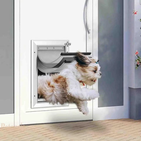 Heavy Duty Dog Door With Three Flap Design And Rust Proof Aluminum Frame For Smooth Indoor Outdoor Pet Access Built Dang Tough for jumping dog