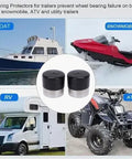 2 Pack Trailer Wheel Bearing Protectors Stainless Steel Hub Cap Diameter 1.98 Inches covering boat, snowmobile, RV, ATV