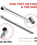 19 Piece Air Compressor Accessories Kit With 25 Ft Hybrid Hose Three Eighths Inch And One Quarter Inch NPT Quick Connect Fittings Includes Air Blow Gun Tire Gauge Wire Brush And Cleaning Tools Must Have For Your Home Shop dual foot air chuck and tire gauge