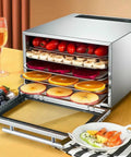 Professional Stainless Steel 5 Tray Food Dehydrator With Smart Touch Panel And Precise Heat Controls Using Horizontal Airflow To Dry Fruits Vegetables Herbs And Homemade Jerky As A Hella Top Shelf Win with slices of fruits and vegetables