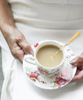 V Shape Hanging Coffee Spoon 304 Stainless Steel Gold Cup Ladle For Coffee And Tea Kitchen Accessory With Hook in floral cup