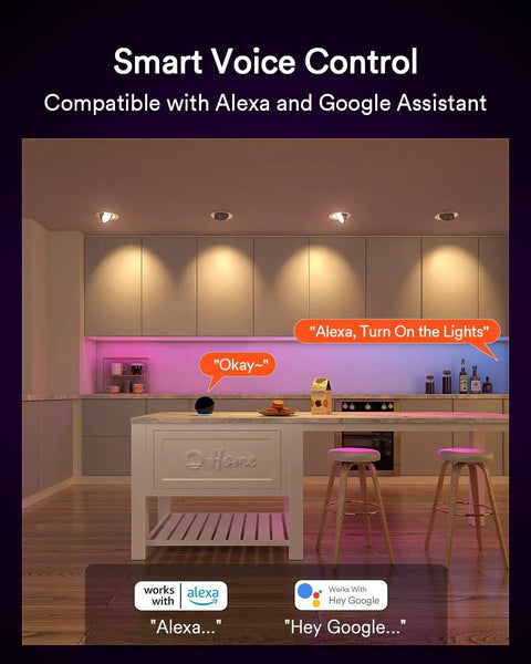 Smart home kitchen with 4 Inch LED Recessed Canless Downlights With 360 Degree Swivel And 90 Degree Tilt Damp Location Outdoor Smart Home Ready.