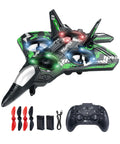 Kids RC Plane Drone For Boys And Girls, Remote Control Airplane With LED Lights, 360 Flip Stunts, accessories included, Green.