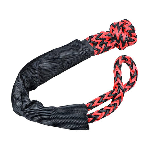 Four Piece Intertwine Black And Red Soft Shackle Rope Set With Protective Sleeve For Off Road Recovery And Towing 38000 Lbs Breaking Strength