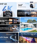 Image showcasing features of Two Pack 8MP IP Camera Wireless Security Setup With Dead Reliable WiFi6 Connectivity And Spot On AI Motion Tracking.