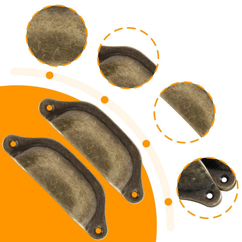Antique Bronze Cup Drawer Pulls 3 Inch Hole To Hole Cabinet Handles With Two Mounting Holes 20 Pack Durable Iron Hardware