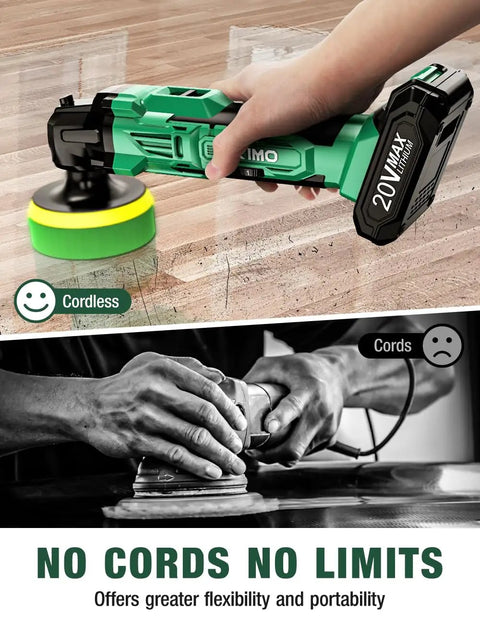 Cordless Car Polisher Kit With 20V Power, 6 Variable Speeds Up To 3634 RPM, comparing cordless vs corded use