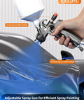 Hustle Ready Lvlp Paint Spray Gun With Built In Oil Water Catcher For Custom Rides And Wood Finishing showing fluid and pattern adjustment knobs.