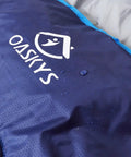 Close-up of blue Three Season Camping Sleeping Bag For Adults And Kids Lightweight Weather Resistant and Waterproof