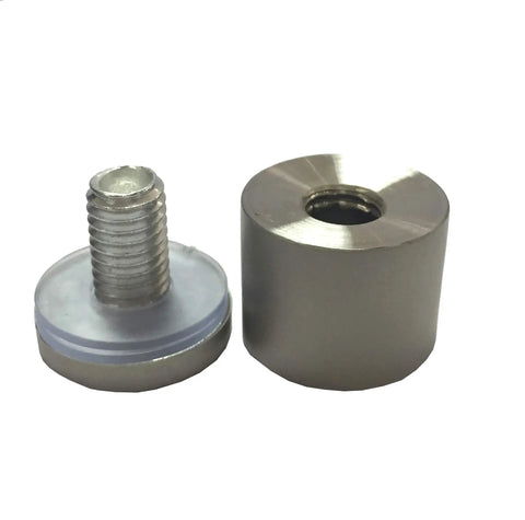 Gritty Matte Sandblasted Stainless Steel Standoffs 25Mm With Hex Nuts Bolts For Glass Plexiglass Display Mounting Hardware close-up view.