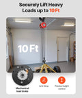 1 Ton Hand Chain Hoist With 10 Ft Lift Height And Galvanized G70 Chain in garage setting, highlighting mechanical load brake detail.