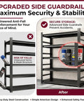 Beefy Heavy Duty Metal Garage Shelving Rack With 3000 Lbs Capacity And Anti Fall Rails 5 Tier Adjustable Storage