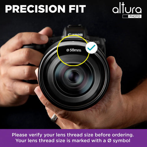 Close-up of a camera with 58mm lens, perfect fit for 58mm Lens Filter Kit With UV Protector CPL Polarizer And ND4 Pro Grade Neutral Density Filters Plus Padded Case For Camera Lenses And Gear Multicoated Glass For Clearer Images Less Glare And Rich Colors.