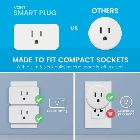 Comparison of Two Pack Smart Plugs With Voice Control For Alexa Google Assistant And IFTTT versus a standard plug, socket fit demonstration