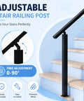 Adjustable Outdoor Stair Handrail Built Tough With Heavy Duty Galvanized Steel For Secure Porch And Deck Use Featuring Smooth Angle Alignment displayed on steps.