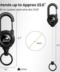 3 Pack Heavy Duty Zinger Retractors Saltwater Resistant 28 Inch showing retractable mechanism and size details.