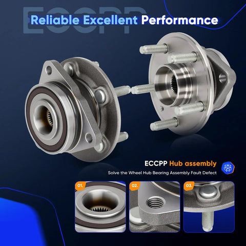 Heavy Duty Wheel Bearing Hub Assembly For Chevrolet Cruze Volt Bolt EV And EUV 2016 To 2023 showing detailed components and installation features.