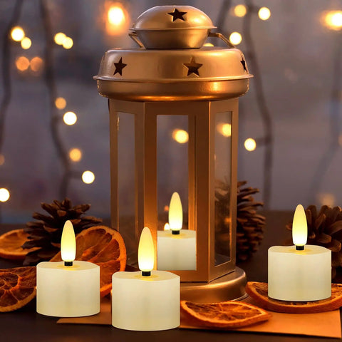 12 Pack Rechargeable Flameless Tea Lights With Remote Timer, 3D Wick, USB Charging Cables, Battery Operated LED Candles For Home