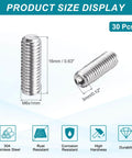 30 Pack M6-1 X 16mm Grub Screws 304 Stainless Steel Cup Point Allen Head Screws Internal Hex Drive For Bathroom Fixtures Furniture DIY Projects And Electronics Fixes product size display