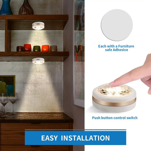 Puck Lights With Remote Wireless Under Cabinet Lighting Battery Operated Dimmable Night Light With Timer Under Counter Light