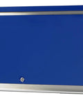 Beast Mode Fully Assembled Work Station Hutch Fifty Five Inches Wide with blue high gloss finish and stainless steel details