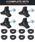 Upgrade Your Lawn Mower Game With This Slick Four-Set Handle Knob And M8 Bolt Repair Kit Featuring 47mm Stainless Hardware For A Snug Fit That Keeps Your Deck Gripping Strong So You Can Get Back To Mowing Smoothly Today. 4 black mower knobs, M8 bolts, rubber gaskets