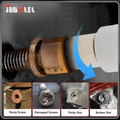 7 Piece Torx Star 6 Point One Quarter Inch Impact Drive Socket Kit With Broken Bolt Extractor removing rusty and damaged screws.