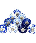 Top Shelf 10 Pack Ceramic Cabinet Knobs With Blue And White Printed Antique Patterns Sweet Glossy Finish Drawer Pull Handles For Kitchen Cupboards And Wardrobes Legit Home Decor - Set of 10 unique knobs with various blue and white designs.